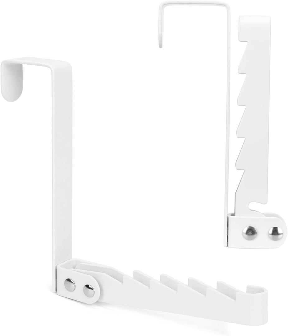 FYY Over The Door Hooks Hanger, 2 Pack Collapsible Folding Over The Door Organizer Rack Space Saving Hanging Storage Hanger for Clothes, Coats, Towels for Bedroom Bathroom White