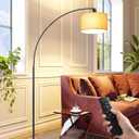 EDISHINE 78.3 Modern Arc Floor Lamp with Remote, Tall Black Standing Lamp with Stepless Dimmable Bulb & 5 Color Temperature, Curved Mid Century Floor Lamps for Living Room, Bedroom, Nursey
