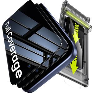 3 x WSKEN Privacy Screen Protector for iPhone 17 Pro Max - Full Coverage Tempered Glass, 24 Anti Spy Private Screen, Auto Alignment Installation Tool, Full Edge Case Friendly Protector
