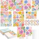 Motiskyy 50 Set Spring Floral Thank You Cards with Envelopes and Stickers, Appreciation Greeting Blank Note Cards for Bridal Birthday Teacher Baby Shower Employee Spring Party