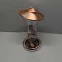 iBorn Bird Feeders for Outdoors, 2LB Metal Bird Feeders 17cm Large Roof &Tray, 4 Feeding Ports, Brushed Copper Finishing