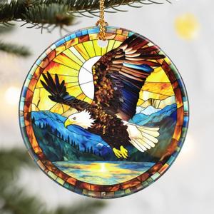 2 x Christmas Ornaments, Dodosky 2.8in Ceramic Bald Eagle Ornament, Xmas Decor, Christmas Tree Ornaments, Xmas Decorations for Tree, Holiday Ornament, Bald Eagle Gifts, Gifts for Women Men