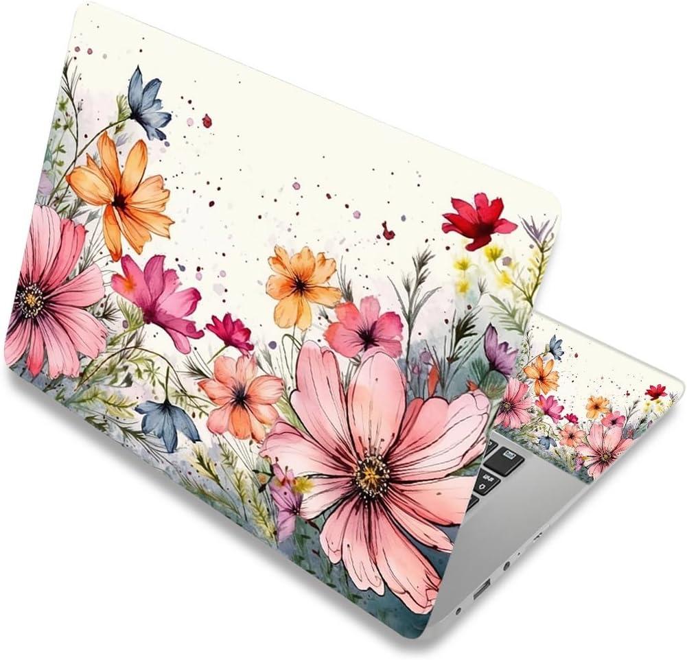 ARTSO Laptop Skin Sticker Cover Decal, 12 13 13.3 14 15 15.4 15.6 inch Laptop Vinyl Skin Sticker Cover Notebook/Notebook/PC Art Protector, Pink Flower Plant
