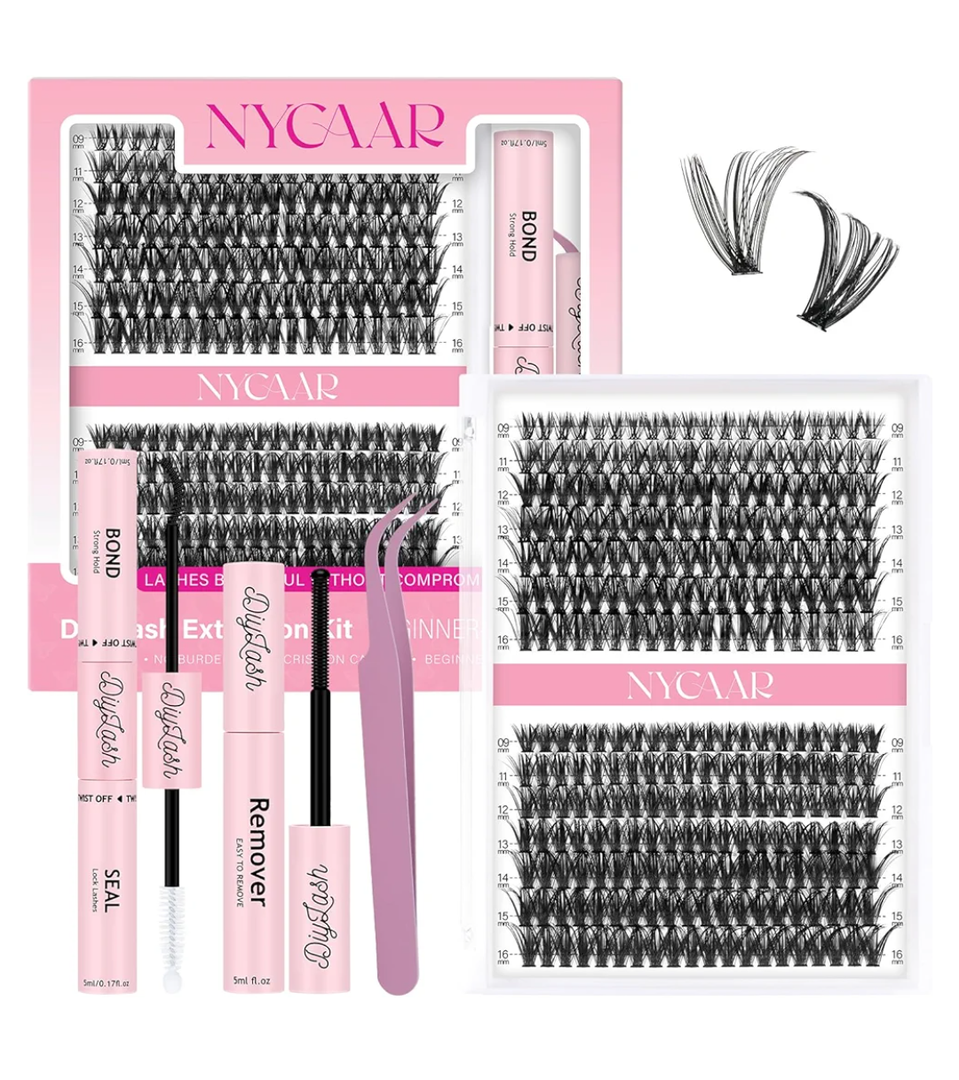 DIY Lash Extension Kit 280Pcs Individual Eyelash Extension Kit 40D50D 0.07D Curl 9-16MIX Lash Clusters Kit with Lash Glue Remover Applicator Easy to Use for Beginners