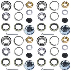 4 Sets 25580 15123 Trailer Axle Hub Bearings Kit for 5200-6000 lbs Trailer #D42 Tapered Spindle with 21333TB Grease Seals, 2.44'' Dust Caps,Rubber Plugs, Cotter Pins,Spindle Nuts and Washers