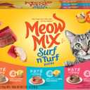 Meow Mix Paté in Gravy Surf n’ Turf Patés Variety Pack, Wet Cat Food, 2.75 oz Cup, 24 Pack  BB 7/18/27