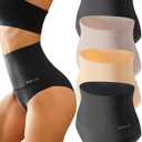 FINETOO Tummy Control Underwear for Women High Waisted Nylon Brief No Show Womens Bikini Seamless Panties 4 Pack (Medium)