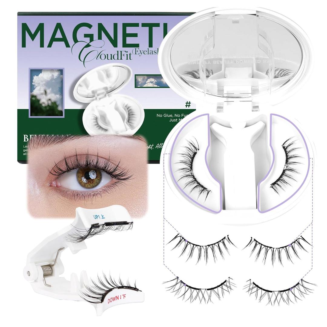 BEYELIAN Magnetic Eyelashes with Applicator Kit, Reusable Natural Look False Lashes, No Glue Needed Soft Magnetic Lashes for Eye MAGIC-YT35 (Lightweight & Comfortable)