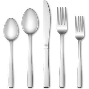 20 Pcs Silverware Set, Stainless Steel Flatware Set for 4, Food-Grade Cutlery Set, Mirror Polished Tableware Eating Utensils Set for Home Kitchen, Include Knife Fork Spoon Set, Dishwasher Safe