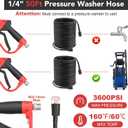 Pressure Washer Gun and Hose Kit, 3600PSI 50Ft Pressure Washer Hose with Foam Cannon & 2Pcs Extension Wand & 5Pcs Nozzle Tips & M22-15mm Fittings for Car Wash Driveway House
