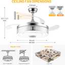 48 Inch Fandelier Ceiling Fan with Light and APP/Remote,Bluetooth RGB Ceiling Fan with Music Speaker,3 Retractable Blades 6 Speed Chandelier Fan for Bedroom Living Room Dining Room