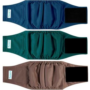 Paw Legend Washable Dogs Diapers Male Dog Belly Bands for Male Dogs Diapers Reusable Puppy & Doggie Diapers Male (3 Pack, X-Small) (Brown, Navy, Dark Green)