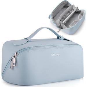 GAGAKU Large Travel Makeup Bag for Women Waterproof - Cosmetic Toiletry Organizer, Makeup Pouch for Girls - Color Blue