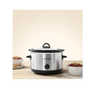 Crock-Pot 4.5 Quarts Manual Design Series Slow Cooker with 3 Manual Heat Settings Cooks Meals for 4 Plus People with Removable Stoneware Bowl, Silver