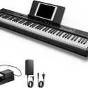 Donner DEP-16 Piano Keyboard Digital Electric 88 Key Full Size Weighted with Sustain Pedal, Power Supply (Compact)