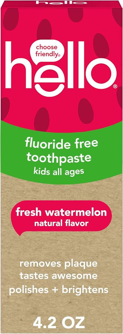 hello Fresh Watermelon Fluoride Free Kids Toothpaste, 4.2 Oz Tube