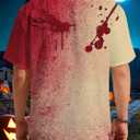 Halloween Button up Shirts for Men Vintage Halloween Scary Graphic Tees Shirt Hawaiian Shirt Short Sleeve (XXL)