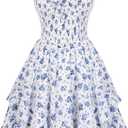 Scarlet Darkness Smocked Floral Sundresses for Women Teens 2026 Summer Flowy Ruffle Mini Dress, XL
