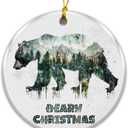 3 x Bear Ornament 2025, Rustic Bear Forest Scene Ornament, Wildlife Mountain Decoration, Christmas Ornament for Outdoorsy Families, Hunters, Cabin, Lodge, Nature Lovers, Bear