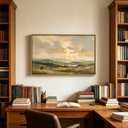 Large Framed Vintage Rustic Landscape Wall Art, Green Hills Canvas Print