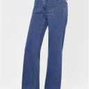 GRAPENT Wide Leg Jeans for Women High Waisted Flare Trendy Stretchy Denim Pants Duo Pockets Trouser Jeans (Blue, L)