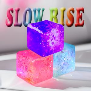 Glitter Squishy Cube Pack of 3 - Fidget Toys for Kids, Slow Rise Stress Cubes for Adults, Ice Cube Squishy Malt Sugar Stress Balls for Anxiety Relief & Classroom Fidget(Blue/Pink/Purple)