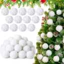 24 Pcs White Furry Christmas Ornaments for Tree Hanging Christmas Snowballs Ornaments Faux Fur Pom Pom Balls Decor 2.36'' White Balls Craft for Xmas Tree New Year DIY for Hats Scarves Glove