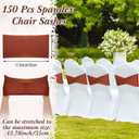 Moukeren 150 Pcs Spandex Chair Sashes Bows Bands Chair Covers Decorations Elastic Ribbon Seat Ties for Wedding Birthday Party Banquet Hotel Events Ceremony(Rust Red)