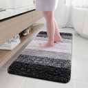 Arotive Microfiber Bathroom Rugs, Shaggy Soft and Absorbent Bath Rug, Non-Slip, Thick Plush Machine Washable Dry Bath Mats for Bathroom, Tub and Shower, 47x24, Black, Rectangular