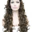 Wiginway 26 inch Long Curly Light Ash Brown Hair Premium Synthetic Women's Wig 3/4 Half Wig with Black Headband