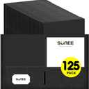 SUNEE Folders with Pockets(125 Pack, Black), 2 Pocket Folders Fit Letter Size Paper, Paper File Folder for School Office Home Business