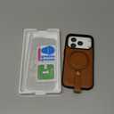 for iPhone 17 Pro Leather Case with Stand, Anti-Slip Grip Ring, Fits for MagSafe (Brown, iPhone 17 Pro)
