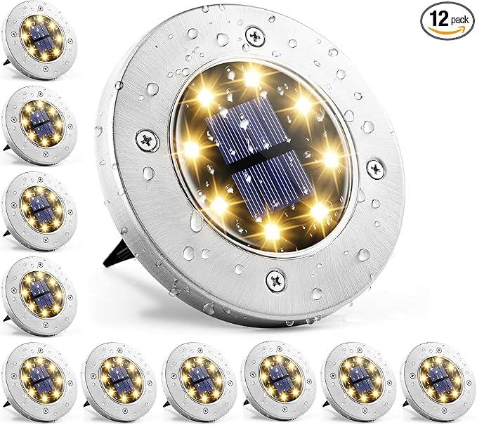 GIGALUMI Solar InGround Fence Lights  NoDrill Fence Lighting Solution, Waterproof Perimeter Lights Compatible with Wood, Metal & Concrete Fences (12 Pack Warm White)