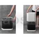 White Slim Rectangular Plastic Trash Can with Press Type Lid,12 Liter / 3.2 Gallon Narrow Trash Bin with Pop-up Lid for Toilet,Bedroom,Bathroom,Office,Kitchen,Powder Room