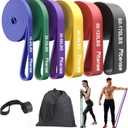 Resistance Bands Set - Pull Up Bands for Men Women, Exercise Bands Resistance with Door Anchor, Training Poster & Pouch for Body Stretching, Pull Up Assist (Colorful-black/red/yellow/purple/green/blue)