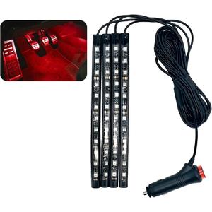 Car LED Ambient Light, Ambient Lighting, Floor Lights, Footwell Lighting for Car, Wear-Resistant and Durable, Easy to Install, Suitable for Most Models (Red, Cigarette Lighter+48LED)