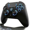QRD Spark N5 Wireless Controller for PS4 Pro Slim PS3 PS2 Steam Deck PC Windows Mac TV Box, Halleffect Gamepad Joystick with 3.5mm Audio Port+Speaker+Mic, Macro N1+N2, Turbo Speed Up