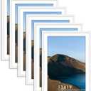 PEALSN 13x19 Picture Frame Set of 6, Display Pictures 11 x 17 with Mat or 13 x 19 without Mat for Wall Mounting Display, Poster Frames Collage for Wall Decor, White.