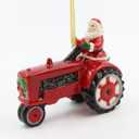 Santa Driving Tractor Ornament