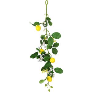 Artificial Lemon Garland, 65cm Summer Lemon Garland with Greenery and Fake Lemons, Summer Lemon Decor Lemon Decorations for Kitchen Mantle Bridal Shower Indoor Outdoor Home Decorations