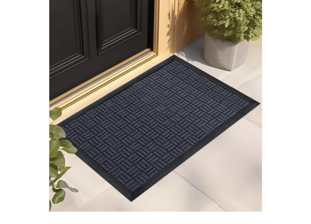 Mibao Front Door Mat, Heavy Duty Durable Welcome Mat for Outdoor Indoor, Dirt Trapper Waterproof Super Absorbent Door Mat for Entryway Outside Patio Porch,73" x 46", Navy