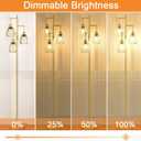 Dimmable Floor Lamp, Industrial Floor Lamps for Living Room, Gold Tree Lamp Standing Lamp Tall Lamps with 3 Elegant Teardrop Cage Head & 800 Lumens LED Bulbs for Living room Bedroom Office Dining Room