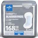 Medline ContourPlus Bladder Control Incontinence Pads, Maximum Absorbency, 6.5" x 13.5", 28 Count (Pack of 6), Count of 168
