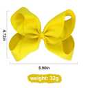 4 PCS 6" Big Hand-made Grosgrain Ribbon Solid Color Hair Bows Alligator Clips Hair Accessories for Little Teen Toddler Girls Kids Set of4 (White)