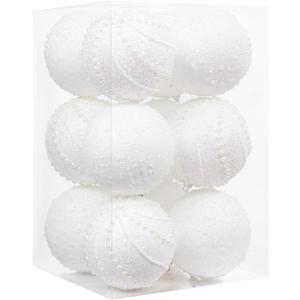 3.15" 12pcs Christmas Ball Ornaments Sequin Shatterproof Christmas Tree Ornaments DecorativeHanging Pearl Balls for Xmas Trees,Holiday Party(White)