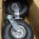 10 Inch Pneumatic Casters Set of 4 (2 Swivel/2 Rigid),Heavy Duty Casters,Tolerable 1300 LBS,Rubber Knobby Tread for Workbench, Cart, Trolley,Wagon and Shelves