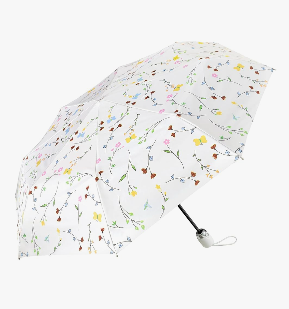 Cuby UV Sun Umbrella Compact Folding Umbrella lightweight Portable Manual Travel Umbrella for Rainproof & 99% UV Protection with Black Anti-UV Coating