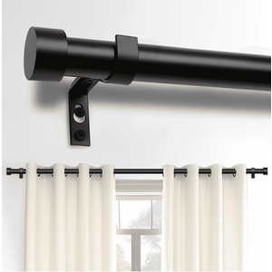 32"-72" Curtain Rods, 1 inch Diameter Window Curtain Rod Set,Heavy Duty Curtain Rods with Aluminium Finials,Black