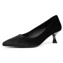NEWBELLA Women's Mid Heel Pumps Shoes Suede Pointed Toe Stiletto Heels Slip on Comfort Pumps 2.5 Inches for Dress Party Wedding Office Black 7.5