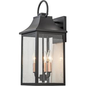 Outdoor Wall Lights Fixture for House, Large Porch Light Wall Mount, 18 Black Exterior Wall Sconce with Rose Gold 3-Light Candelabra Interior, Outside Patio Lighting for Front Porch, Garage, Size: Style-3 17.75"